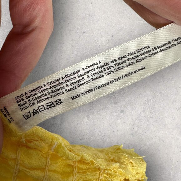 Free People Adella Yellow Bralette Size Medium Lace Bohemian Bra Crochet Y2K Top - Picture 7 of 13